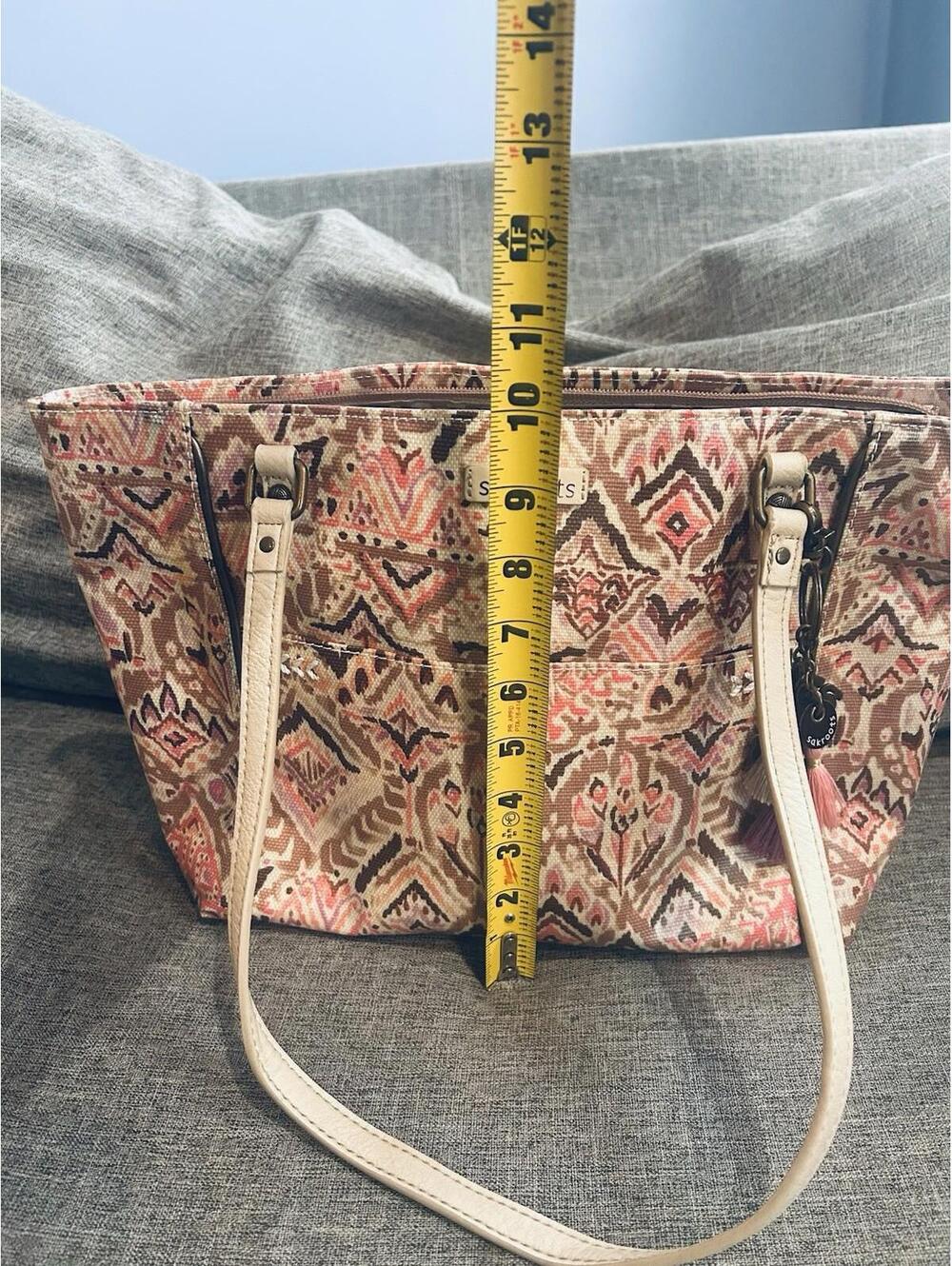 Sakroots Artist Circle Fawn Brave Aztec Llama Shopper Tote Bag Coated Canvas - Picture 9 of 10